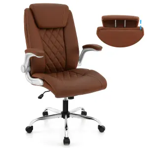 COSTWAY Swivel PU Leather Office Chair with Adjustable Height