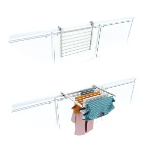 Duo 62, Folding clotheshorse for balustrades, exteriors and balconies, Width 62 cm White