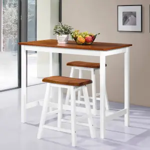 Berkfield Bar Table and Stool Set 3 Pieces Solid Wood