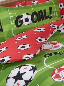 Football Red Double Duvet Cover and Pillowcase Set