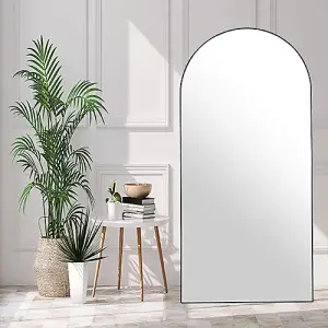 Large Black Arched Full Length Metal Mirror 170cm x 80cm