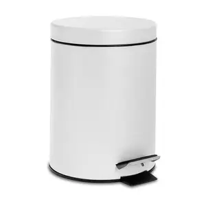 Harbour Housewares - Round Bathroom Pedal Bin - 3 Litre White