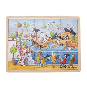 Goki Wooden Zoo Puzzle - 48 Pieces Polar Bear Flamingo