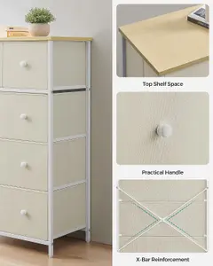 SONGMICS Drawer Chest, Cloth 5-Drawer Storage Organizer, Dresser, for Lounge, Passage, Baby Room, Camel Yellow and Cream White