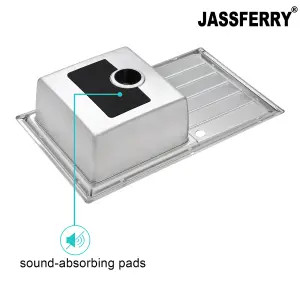 JASSFERRY Stainless Steel Kitchen Sink Como Single Bowl Inset Reversible Drainer