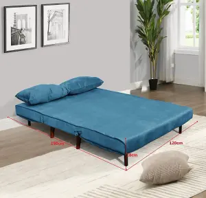 Double Sofa Bed Sleeper Foldable Portable Pillow Lounge Couch Blue Sofa Bed Living Room Furniture