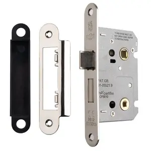 Polished Nickel Locking Bathroom Door Sashlock Latch - Radius Forend 76mm Deep