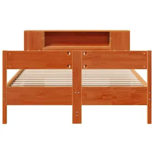 Berkfield Bookcase Bed without Mattress Wax Brown 140x190cm Solid Wood Pine