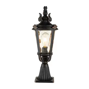 Elstead Baltimore 1 Light Medium Outdoor Pedestal Lantern Weathered Bronze IP44, E27