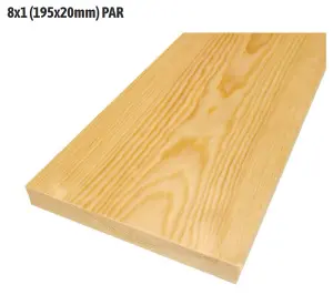 8x1 Planed All Round Timber Boards  195mm x 20mm x 3600mm. 4 Lengths In A Pack