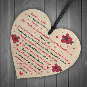 Valentines Day Gift Memorial Plaque For Husband Wife Wooden Heart Memorial Gift Keepsake