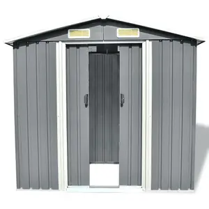 Berkfield Garden Storage Shed Grey Metal 204x132x186 cm