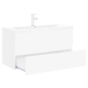 Berkfield Sink Cabinet with Built-in Basin White Engineered Wood