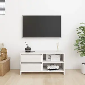 Berkfield TV Cabinet White 80x31x39 cm Solid Pinewood