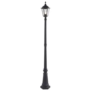 Luminosa Burford 1 Light Outdoor Floor Lamp Matt Black Paint, Glass IP44, E27