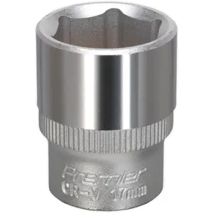 17mm Forged Steel Drive Socket with 3/8 Inch Square Drive - Durable Chrome Vanadium Tool