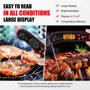 Callow Insta-Read Meat Thermometer with Backlit LCD Screen Instant Read Probe for Cooking, BBQ, Water, Meat, Milk Thermometer