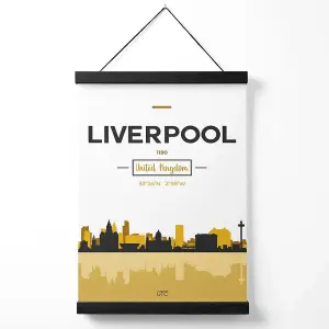 Liverpool Yellow and Black City Skyline Medium Poster with Black Hanger