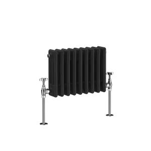 Right Radiators 300x427 mm Horizontal Traditional 3 Column Cast Iron Style Radiator Black