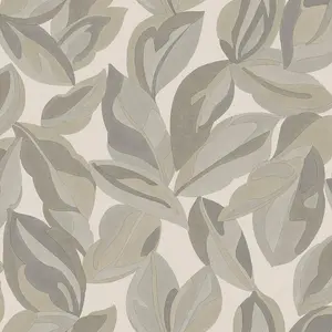 Holden Botanical Abstract Leaf Large Foliage Leaves Beige Wallpaper