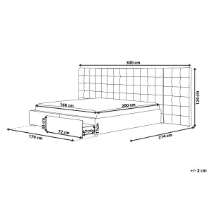 Fabric EU King Size Bed with Storage Grey MILLAU
