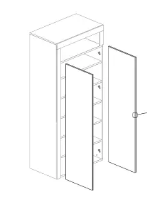 FURNICOMP Lorenzo 2 Door White Gloss and Concrete Grey Tall Bathroom Storage Cupboard