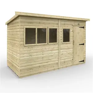 12ft x 6ft (3550mm x 1750mm) Horsforth Elite Pressure Treated Shiplap Pent Shed with 4 Windows