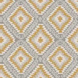 Superfresco Easy Grey & yellow Woven effect Geometric Textured Wallpaper Sample