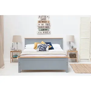 Aubrey Solid Wood Low Profile Bed Frame with Mattress Grey / 19cm King Memory Foam / Kingsize (5')