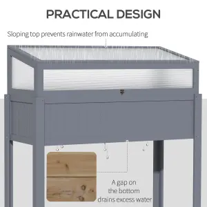 Outsunny Wood Cold Frame Mini Greenhouse with Elevated Garden Box Grey