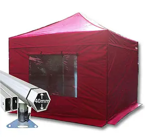 3m x 3m Extreme 40 Instant Shelter Pop Up Gazebos Frame, Canopy & Sides - Red