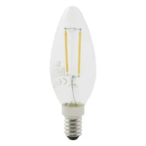 Diall 1.8W 250lm Clear Candle Warm white LED filament Light bulb, Pack of 6