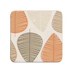 Maison by Premier Set Of Four Orange Leaf Coasters