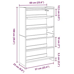 Berkfield Shoe Rack Artisan Oak 60x25x100 cm Engineered Wood