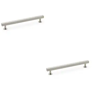 2 PACK - Straight Square Bar Pull Handle - Satin Nickel 192mm Centres SOLID BRASS Drawer