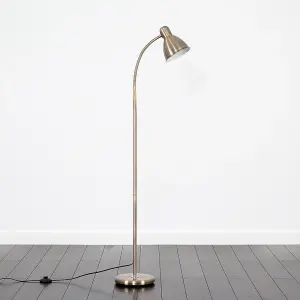 ValueLights Antique Brass Adjustable Reading Craft Floor Lamp