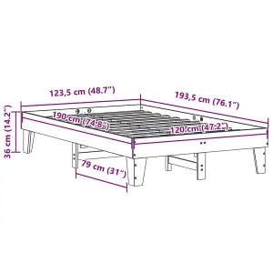 Berkfield Bed Frame without Mattress White 120x190 cm Small Double Solid Wood Pine