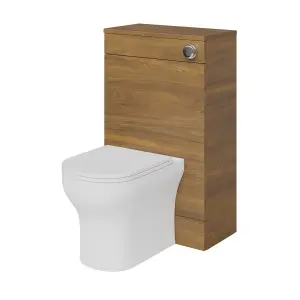 GoodHome Imandra Walnut effect Freestanding Toilet cabinet (H)840mm (W)500mm