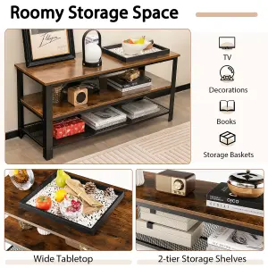 Costway Industrial TV Stand for TVs up to 50 Inch 3-Tier Entertainment Center Console Coffee Table