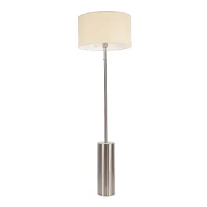 ValueLights Lexy Brushed Chrome Rotary Dimmer Switch Floor Lamp with Natural Drum Shade