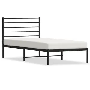 Berkfield Metal Bed Frame with Headboard Black 90x190 cm 3FT Single