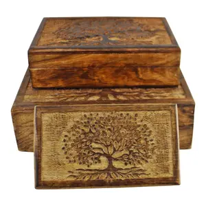 Maxeys 3 Piece Solid Wood Decorative Box Set