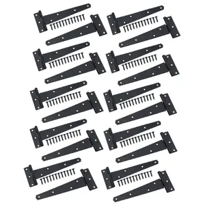 150mm Heavy Duty T Tee Hinges for Doors + Gates with Fixing Screws 20pc