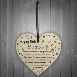 Red Ocean Funny 18th Birthday Gift For Daughter Son Wood Heart Novelty 18th Birthday Card