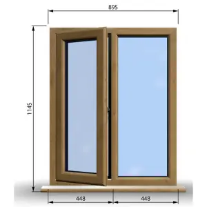 895mm (W) x 1145mm (H) Wooden Stormproof Window - 1/2 Left Opening Window - Toughened Safety Glass