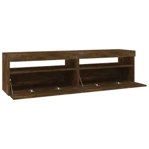 Berkfield TV Cabinet with LED Lights 2 pcs Smoked Oak 75x35x40 cm