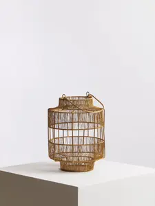 Interiors by Premier Gold Wire Lantern, Modern Decorative Candle Holder, Open Structure Design for Light, Elegant Home Décor Piece