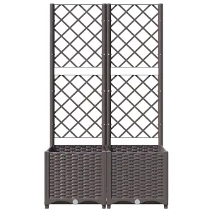 Berkfield Garden Planter with Trellis Brown 80x40x136 cm PP