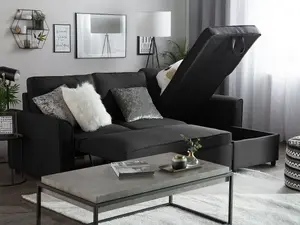 Corner Sofa NESNA Black Fabric Left Hand