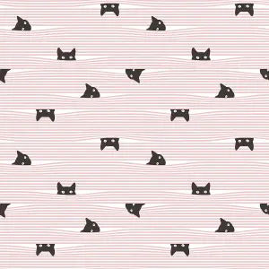 Bobbi Beck eco-friendly pink cat wallpaper